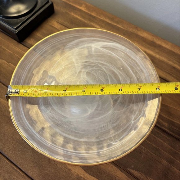 Small Frosted Gold Edge 8 1/4 Inch Round Pedestal Cake Plate. Cakes Treats - Picture 6 of 13